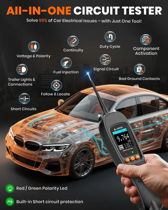 Alt view image 2 of 7 - PB500 Automotive Power Circuit Probe, 12-24 VDC Car Electrical Diagnostic Tool, Component Activation, Injector Duty-Cycle Ground Test, AC/DC Voltage Current Resistance, Short Finder, Ohmmeter