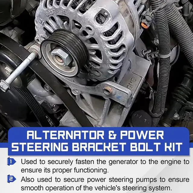 Alt view image 3 of 7 - 551221 Alternator & Power Steering Bracket Bolt Kit for LS Truck GM Engines 1999-2014 Silverado, Tahoe, Suburban, etc - GM Bracket Replaces# 12554030