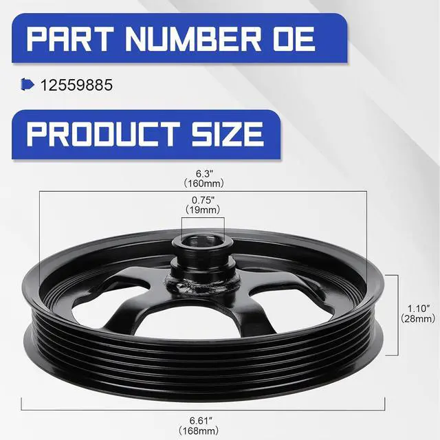 Alt view image 5 of 7 - 12559885 Steel Power Steering Pump Pulley for 1998-2002 Chevrolet Camaro LS1 Motor 1998-2002 Pontiac Firebird LS1 Motor