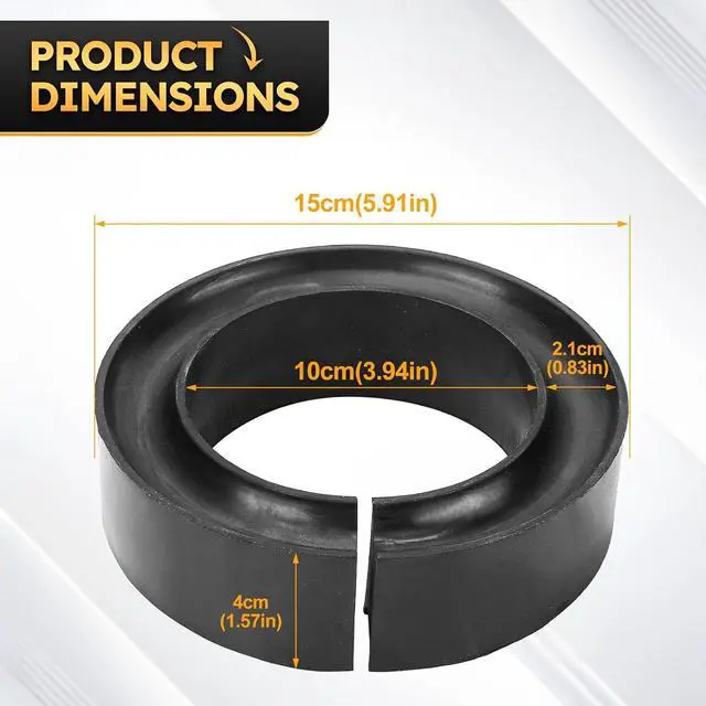 Alt view image 5 of 6 - Heavy-Duty Round Rubber Coil Spring Spacer for Car, Enhance Spring Rate for 5" & 5.5" O.D. Universal Coil Spring Booster (Pack of 2)