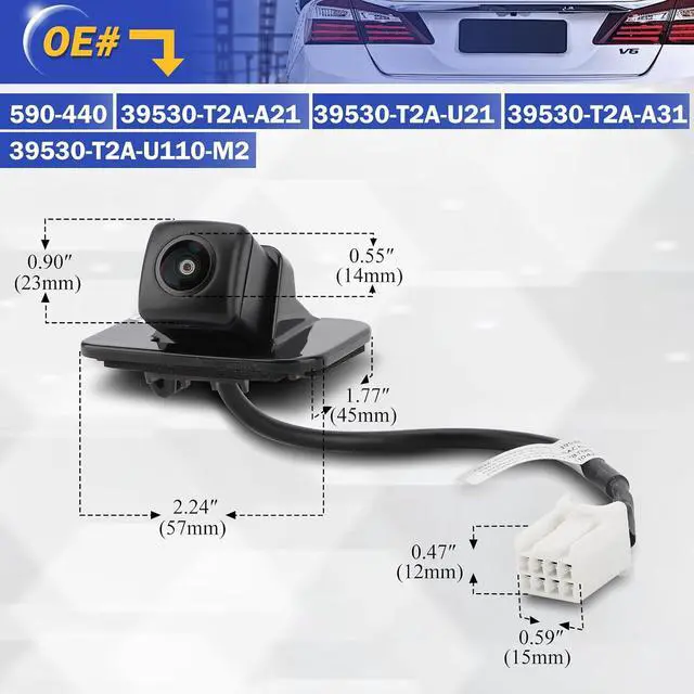 Alt view image 7 of 7 - 590-440 Backup Camera Rear View Camera Compatible with 2014 2015 2016 2017 Honda Accord, Parking Park Assist Camera Replaces # 39530-T2A-A21,39530-T2A-U21,39530-T2A-A31,39530-T2A-U110-M2