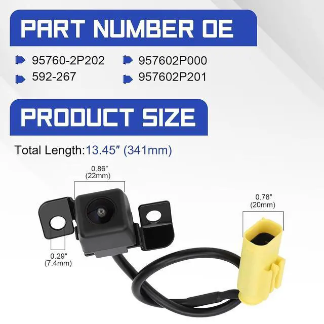 Alt view image 7 of 7 - 95760-2P202 Backup Camera Rear View Camera Compatible with 2011 2012 2013 Kia Sorento, Park Assist Camera Replaces# 592-267, 957602P000, 957602P201