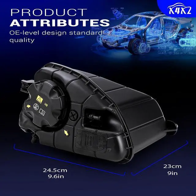 Alt view image 7 of 7 - 17138610656 Coolant Overflow Reservoir Tank with Cap For 2016-2020 BMW 530e/530i/540i/540i xDrive/640i/740e/740i/740i xDrive Replaces# 17138742975,17139487210,17139884859