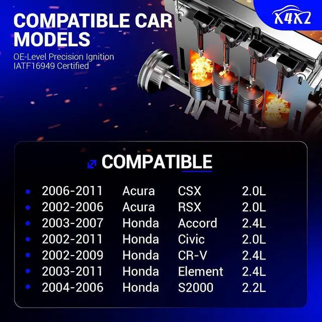 Alt view image 2 of 7 - UF311 Ignition Coil Pack Compatible with Honda 03-07 Accord,02-11 Civic,02-09 CR-V,03-11 Element,04-06 S2000/06-11 Acura CSX,02-06 Acura RSX Replaces#C1382 UF583 5C1382 (set of 4)