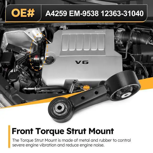 Alt view image 3 of 6 - 12363-31040 Front Torque Strut Mount for 2007-2015 Lexus Toyota, RX350 Camry Highlander Avalon 3.5L V6 - Front Engine Motor Transmission Mount Replace# A4259 EM-9538 1236331040