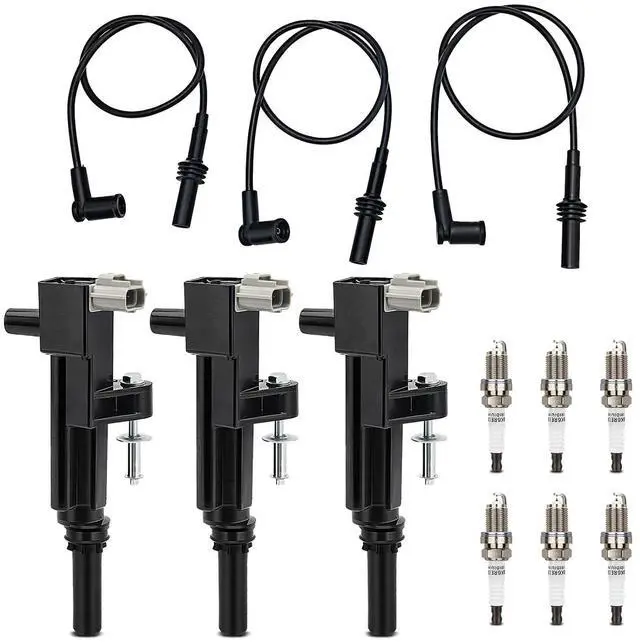Main image of UF640 Ignition Coil & 4504 Double Iridium Spark Plug & 27738 Spark Plug Wire Set For 09-12 Dodge Ram 1500,Dakota,Durango,Nitro/Jeep Grand Cherokee,Liberty,Raider,Commander Replaces# 5C1709 5149199AA