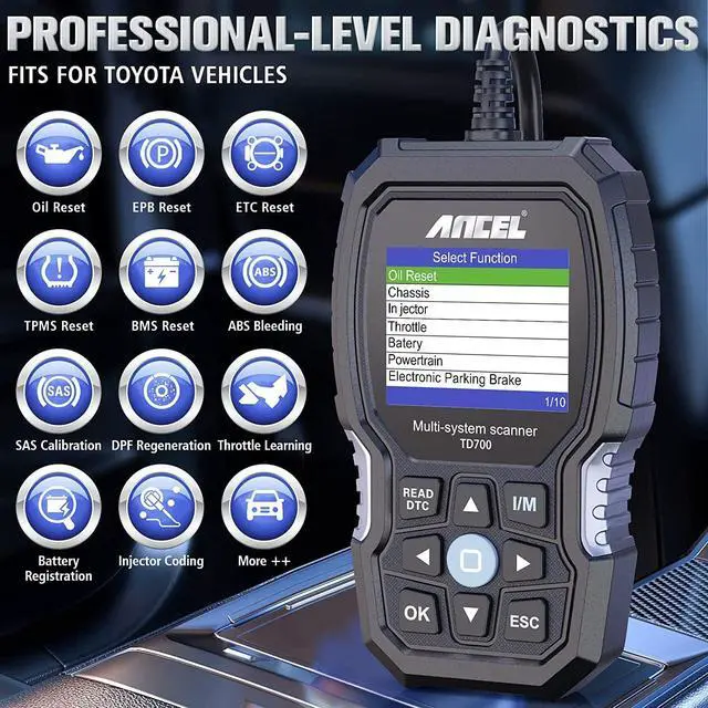 Alt view image 4 of 7 - TD700 All System OBD2 Scanner Fits for Toyota Lexus Scion with Protective Case