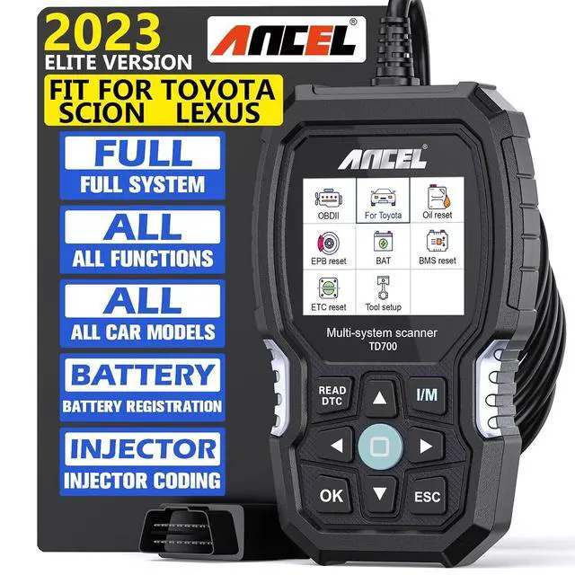 Alt view image 2 of 7 - TD700 All System OBD2 Scanner Fits for Toyota Lexus Scion with Protective Case