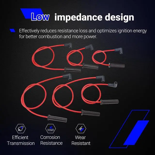 Alt view image 4 of 7 - 9746BB Engine Spark Plug Wire Set for Chevy Impala Monte Carlo/Buick Allure Lucerne Lacrosse Regal GS/Pontiac Grand Prix Replace# 9746BB (Set of 6)