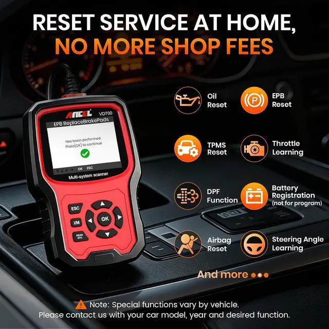 Alt view image 3 of 7 - VD700 OBD2 Diagnostic Code Reader Scan Tool Fit for Volkswagen Audi VW Skoda Seat, All Functions OBD11 Scanner for VAG Vehicles with Battery Registration EPB Reset (Upgraded VD500)