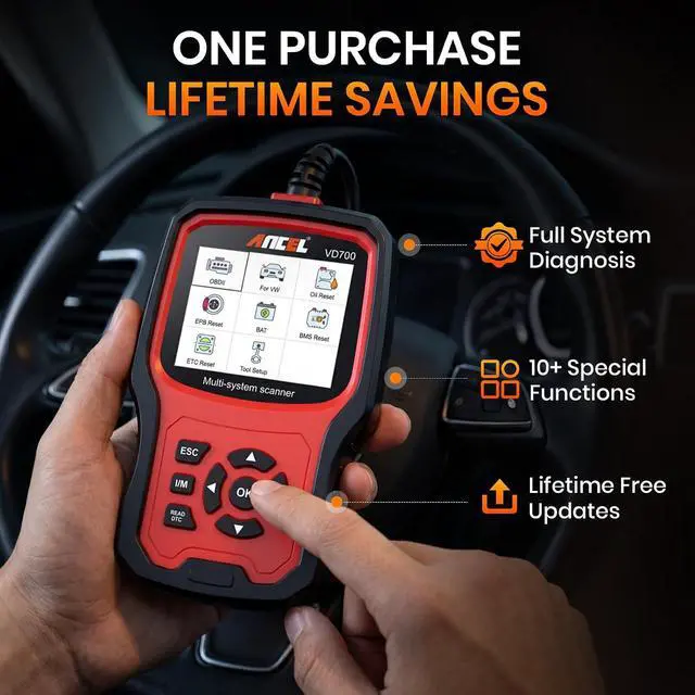 Alt view image 2 of 7 - VD700 OBD2 Diagnostic Code Reader Scan Tool Fit for Volkswagen Audi VW Skoda Seat, All Functions OBD11 Scanner for VAG Vehicles with Battery Registration EPB Reset (Upgraded VD500)