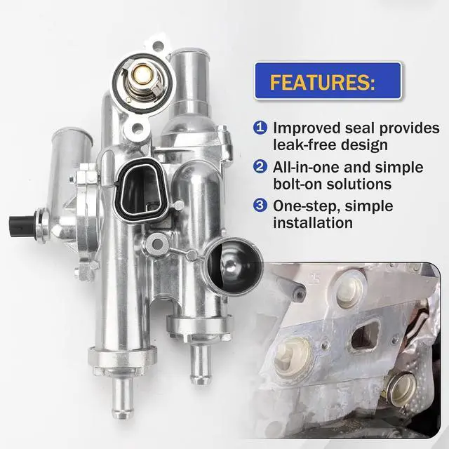 Alt view image 3 of 7 - 68003582AB Upgrade Aluminium Thermostat Housing Assembly Compatible with 11-14 Chrysler 200,07-10 Sebring/Dodge 08-14 Avenger,07-12 Caliber,09-20 Journey/08-17 Jeep Compass,Patriot Replace 4884571AB