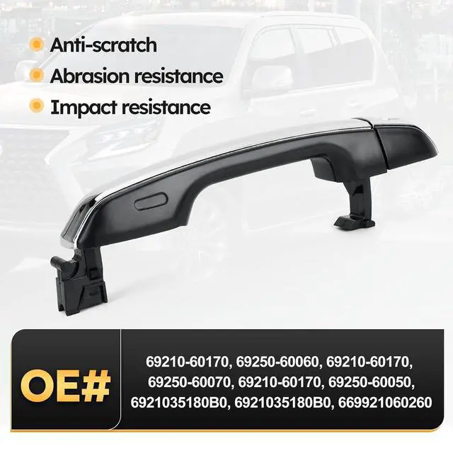 Alt view image 5 of 7 - Chrome Exterior Door Handles (Set of 4) for 2010-2020 Toyota 4Runner,2016-2020 Land Cruiser/2010-2020 Lexus GX460,Front and Rear, Drive & Passenger Side(Not for Keyless Entry) Replaces# 6921035180B0