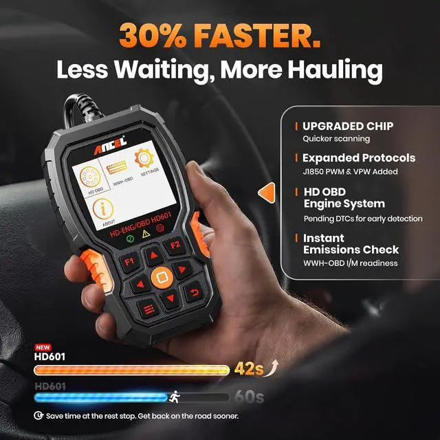 Alt view image 3 of 7 - HD601 with AD310 Code Reader Full System Heavy Duty Truck Scanner