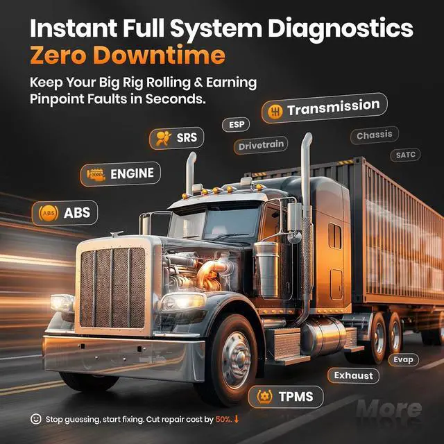 Alt view image 4 of 7 - HD601 with AD310 Code Reader Full System Heavy Duty Truck Scanner
