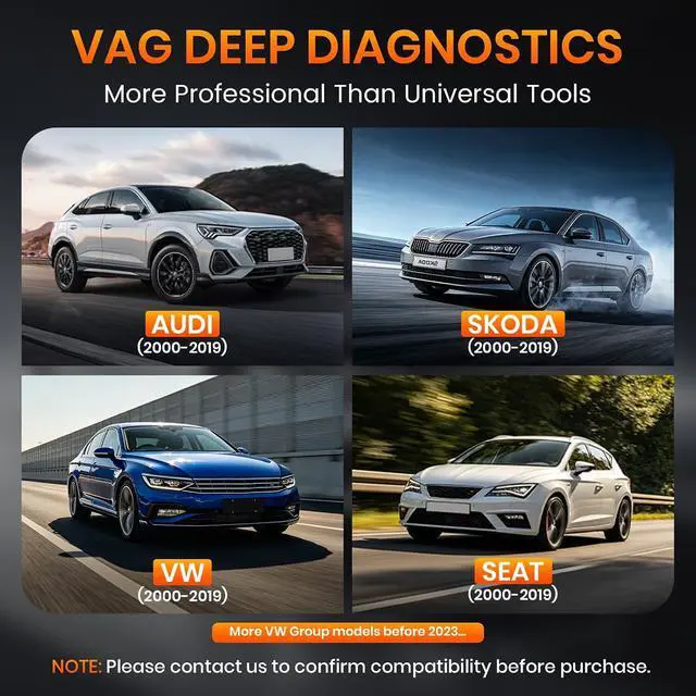 Alt view image 6 of 7 - VD700 OBD2 Diagnostic Code Reader Scan Tool Fit for Volkswagen Audi VW Skoda Seat, All Functions OBD11 Scanner for VAG Vehicles with Battery Registration EPB Reset (Upgraded VD500)
