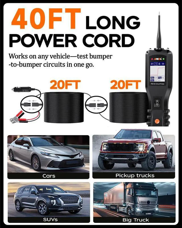 Alt view image 6 of 7 - PB100 Automotive Power Circuit Probe Tester BA301 6V 12V Car Battery Tester