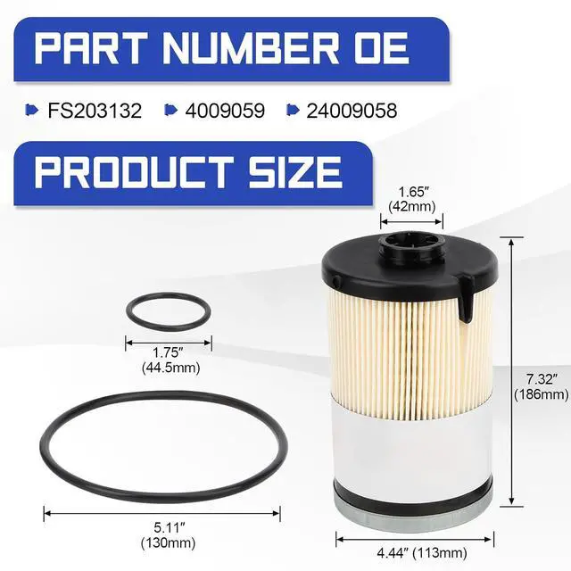 Alt view image 7 of 7 - FS20313 Fuel Filter for Volvo D11 D13 D13TC, Water Separator for Mack MP7 MP8 MP8HE Replace# 24009059 24009058