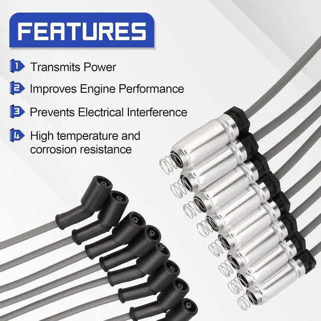 Alt view image 6 of 7 - 19431551 Spark Plug Wire Kit for 1999-2021 Chevy Silverado 1500, Tahoe, Suburban, Camaro, Corvette/GMC Sierra 1500,Yukon,Yukon XL/Cadillac CT5, Escalade, Escalade ESV 4.8 5.3 6.0 6.2 V8 12716289 758EE