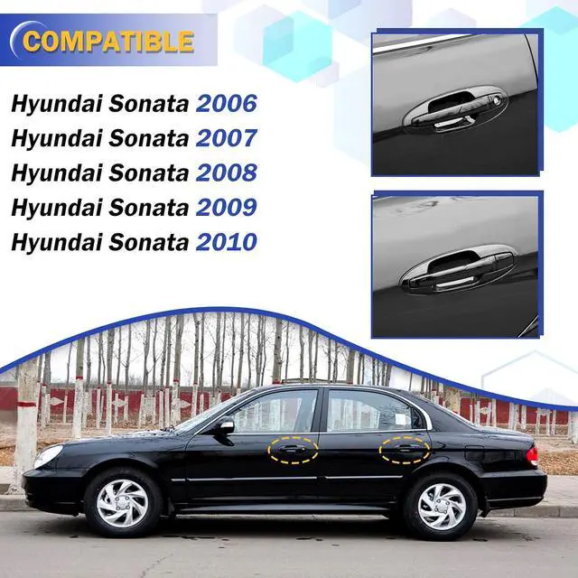 Alt view image 2 of 7 - 4Pcs Front Rear Left Right Exterior Door Handle Driver Passenger Side for 2006-2010 Hyundai Sonata 826513K000