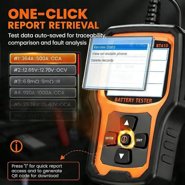 Alt view image 6 of 7 - BT410 12V 24V Car Battery Tester for Lead-Acid & Lithium Batteries, 100-2000 CCA Automotive Battery Load Tester Health Cranking Charging System Alternator Test for Motorcycle Car Truck RV Boat