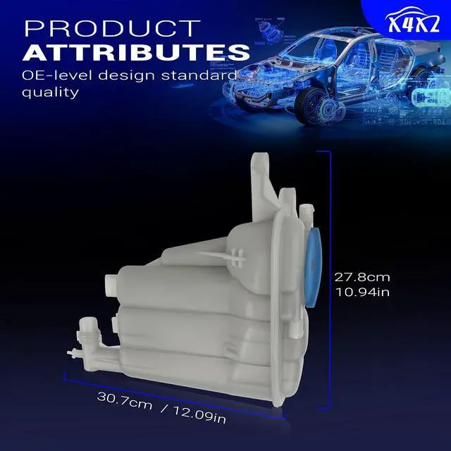Alt view image 7 of 7 - 8K0121403Q Front Engine Coolant Reservoir Radiator Expansion Tank with Pressurized Cap & Sensor for 2011-2016 AUDI A4 A5 Allroad Q5 Replaces# 8K0121403D