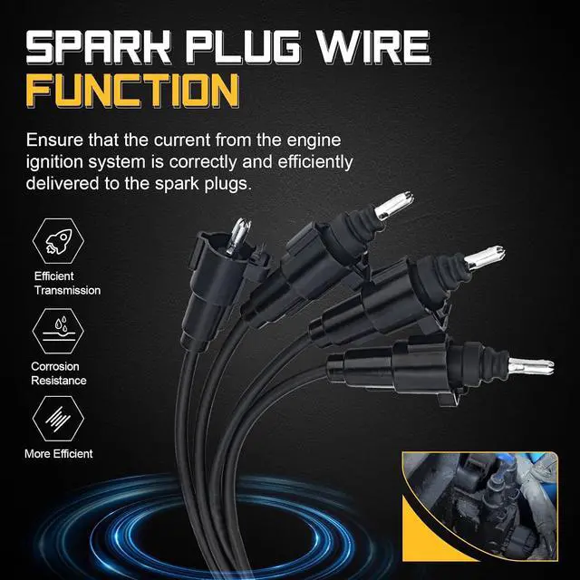 Alt view image 5 of 7 - 90919-22386 Ignition Spark Plug Wire Set for Toyota Camry 1997-2001,RAV4 1998-2000,Solara 1999-2001 L4 Replaces# 90919-22400