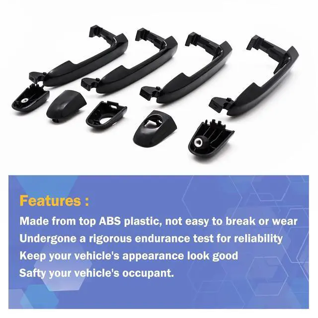 Alt view image 3 of 7 - 4Pcs Front Rear Left Right Exterior Door Handle Driver Passenger Side for 2006-2010 Hyundai Sonata 826513K000