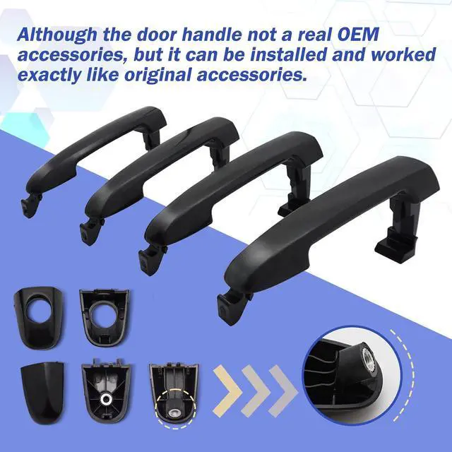 Alt view image 4 of 7 - 4Pcs Front Rear Left Right Exterior Door Handle Driver Passenger Side for 2006-2010 Hyundai Sonata 826513K000