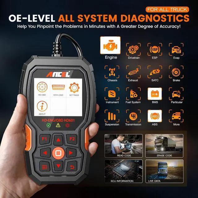 Alt view image 3 of 7 - PB100 Car Circuit Tester with HD601 Heavy Duty Truck Scanner