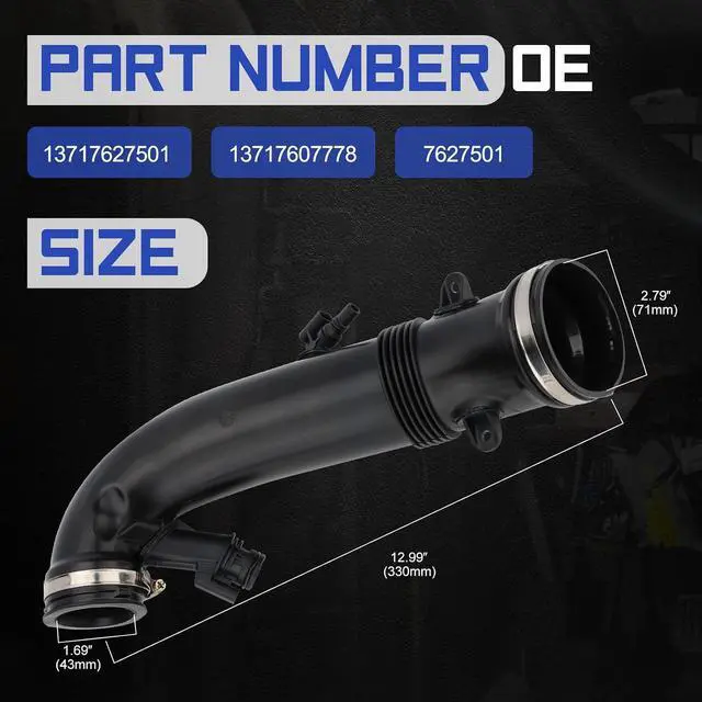 Alt view image 6 of 7 - 13717627501 Air Duct Intake Boot Hose Turbo Pipe for 2010-2015 Mini Cooper S Countryman Paceman Clubman R55 R56 R57 R58 R59 R60 N18 Engine Replaces# 13717607778 7627501