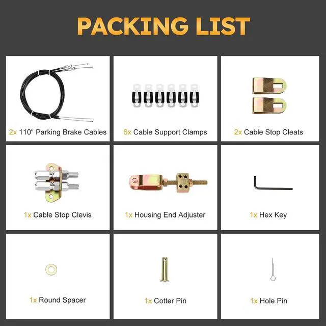 Alt view image 7 of 7 - 330-9371 Universal Rear Disc/Drum Emergency Parking Brake Cable Complete Kit 110" Long Cables with a 97" Long Sheath E-Brake Set Replace# 3309371