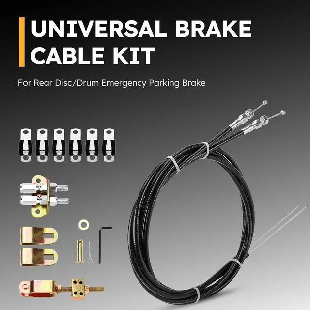 Alt view image 2 of 7 - 330-9371 Universal Rear Disc/Drum Emergency Parking Brake Cable Complete Kit 110" Long Cables with a 97" Long Sheath E-Brake Set Replace# 3309371