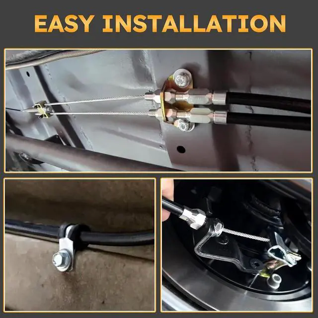 Alt view image 5 of 7 - 330-9371 Universal Rear Disc/Drum Emergency Parking Brake Cable Complete Kit 110" Long Cables with a 97" Long Sheath E-Brake Set Replace# 3309371