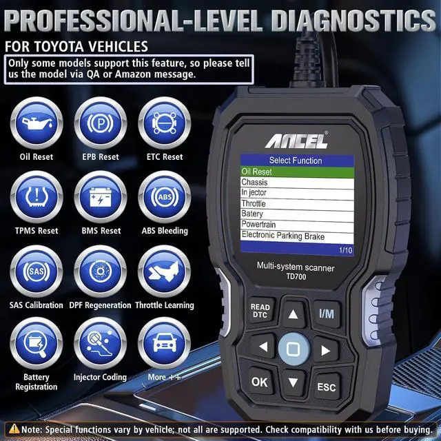 Alt view image 3 of 7 - TD700 Fits for Toyota OBD2 Scanner, Engine Car Diagnostic Scan Tool+OBD2 Scanner Extension Cable