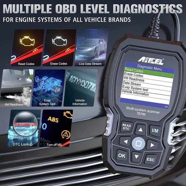 Alt view image 4 of 7 - TD700 Fits for Toyota OBD2 Scanner, Engine Car Diagnostic Scan Tool+OBD2 Scanner Extension Cable