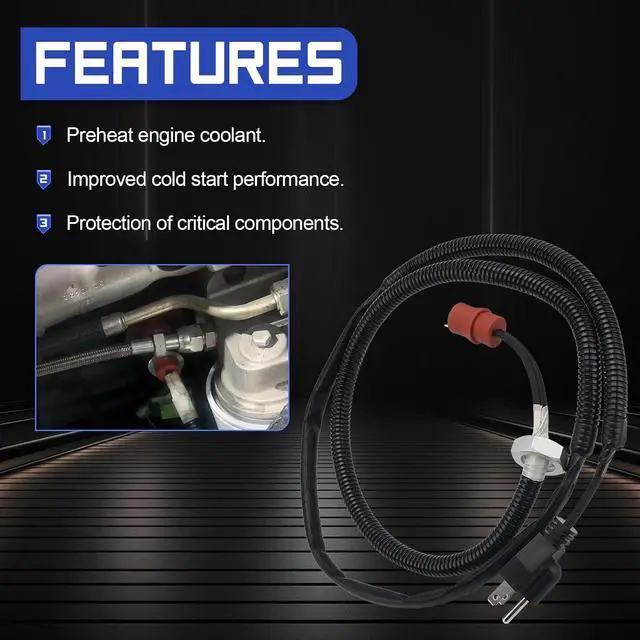 Alt view image 3 of 7 - 68223419AA Engine Block Heater Cord for 2014-2018 Dodge Ram 2500 3500 4500 5500 6.7L Replace# 68223419AA