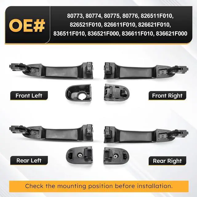 Alt view image 6 of 7 - Exterior Door Handles for 2005-2010 Kia Sportage,Front and Rear, Drive & Passenger Side Replaces# 80776 80775 80774 80773 (Set of 4)