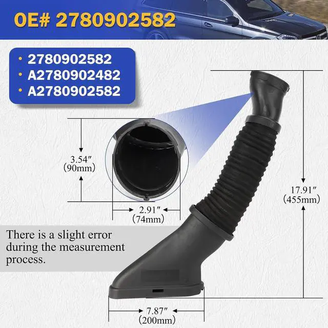 Alt view image 6 of 7 - 2780902582 & 2780902482 Air Intake Inlet Duct Hose Left & Right for Mercedes-Benz 13-14 GL450/13-16 GL550 GL63/16-18 GLE63/17-19 GLS550 GLS63/12-15 ML550 ML63 V8 Replaces# A2780902482, A2780902582