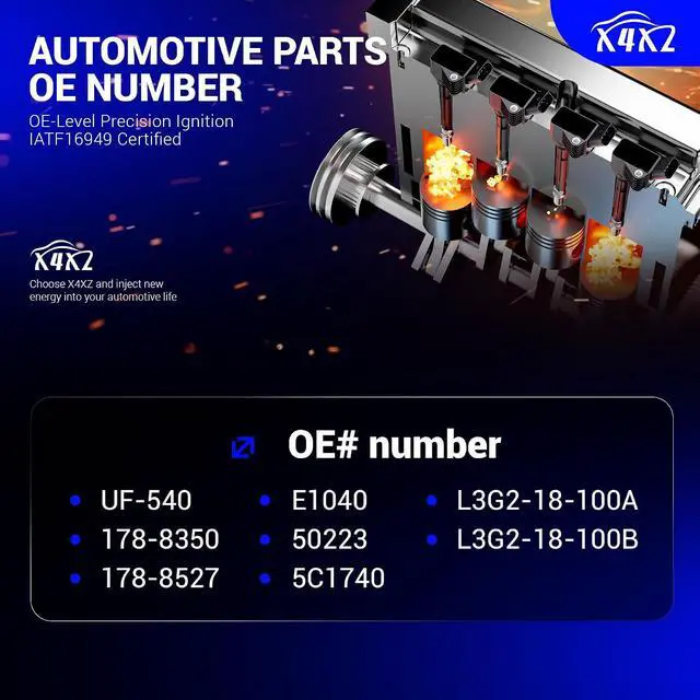 Alt view image 3 of 7 - UF540 Ignition Coil Packs For 2006-2015 Mazda 3 Mazda 6 CX-7 MX-5 L4 2.0L 2.5L 2.3 Replaces# C1683 5C1740 L3G2-18-100B L3G218100A 4PCS