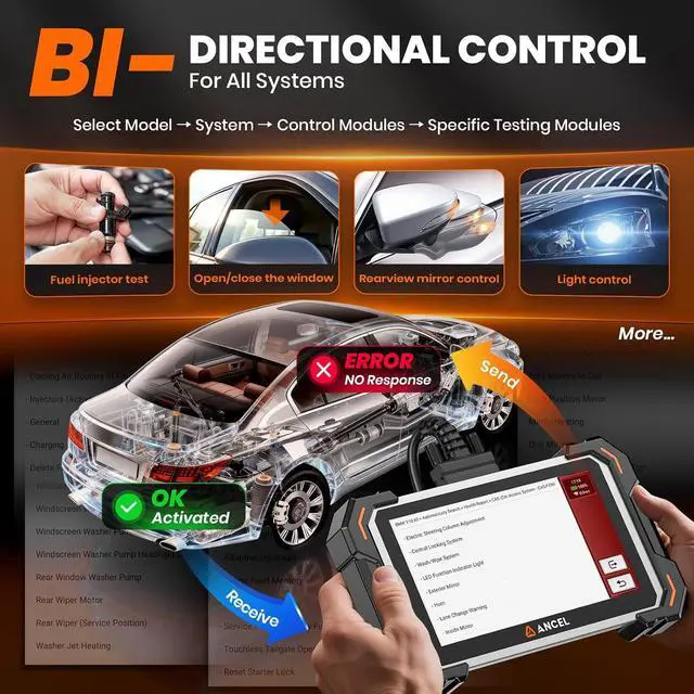 Alt view image 2 of 7 - OBD2 Scanner DS500 Elite Bidirectional Scan ToolOBD2 Scanner Extension Cable 3.3ft/1m
