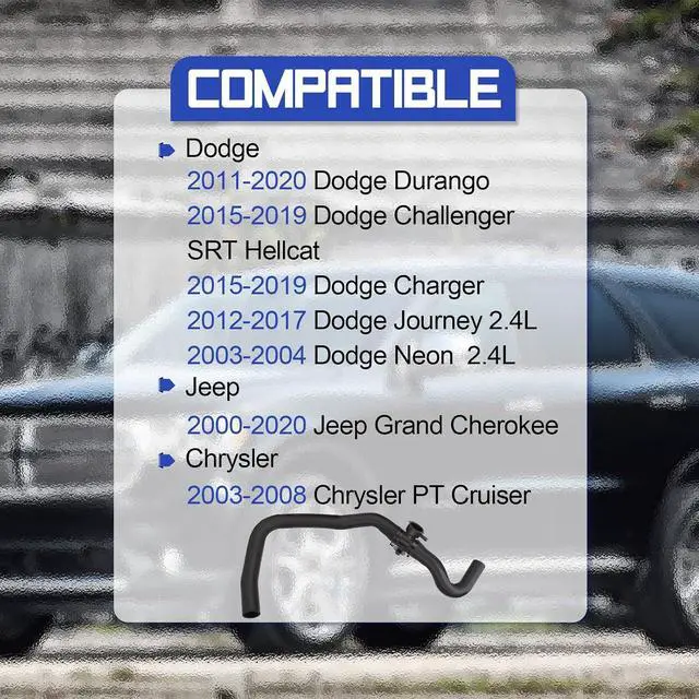 Alt view image 2 of 7 - 5058394AB Upper Radiator Hose for Dodge Durango Challenger Charger Journey Neon/Jeep Grand Cherokee/Chrysler PT Cruiser Replace# 5058394AA 5058394AC