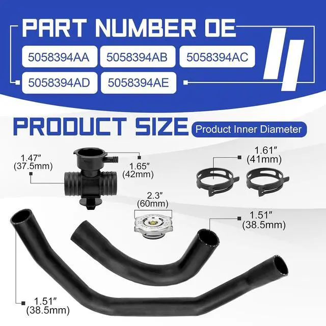 Alt view image 6 of 7 - 5058394AB Upper Radiator Hose for Dodge Durango Challenger Charger Journey Neon/Jeep Grand Cherokee/Chrysler PT Cruiser Replace# 5058394AA 5058394AC