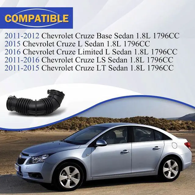 Alt view image 2 of 6 - Air Cleaner Intake Hose Tube with Clamps for 2011-2016 Chevy Cruze LS, 2011-2015 Cruze LT, 2011-2012 Cruze Base 1.8L 13308302