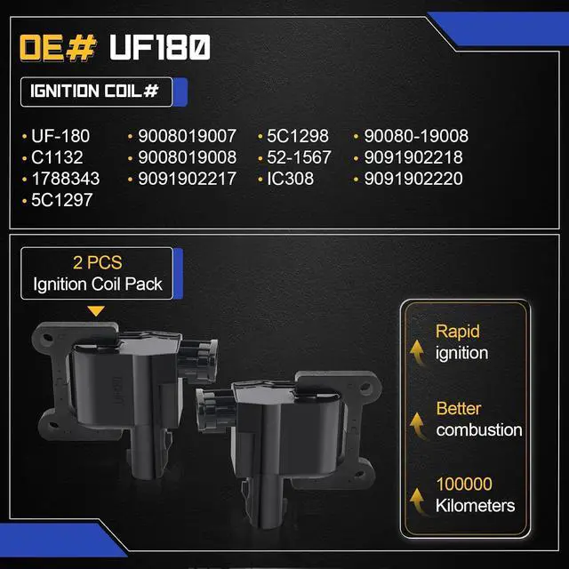 Alt view image 6 of 7 - UF180 Ignition Coil Packs For 1997-2000 Toyota Tacoma 4Runner Rav4 Solara T100 L4 Replaces# UF181 5C1298 C1133