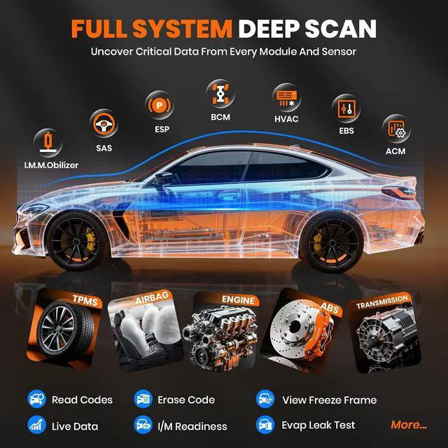 Alt view image 4 of 7 - OBD2 Scanner DS500 Elite Bidirectional Scan ToolOBD2 Scanner Extension Cable 3.3ft/1m