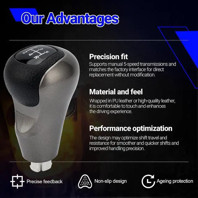 Alt view image 3 of 7 - 54102-SNA-A01 54102-SNA-A02 5 Speed Gear Shift Knob with Leather Boot for 2006-2011 Honda Civic Replace# 54102SNAA01 54102SNAA02 (Pack of 3