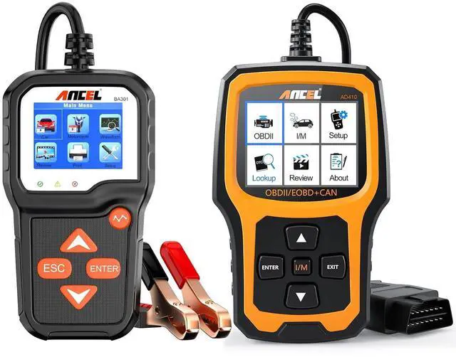 Main image of AD410 Enhanced OBD II Vehicle Code Reader with BA301 6V 12V Car Battery Tester, 100-2000 CCA Automotive Load Tester Alternator Tester