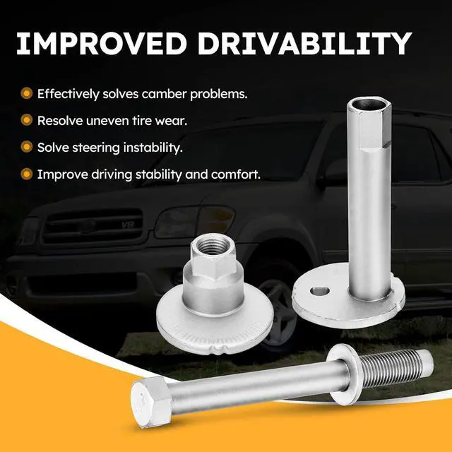 Alt view image 5 of 7 - Upgrade Alignment Camber Camber Adjust Bolt Kit 10.9 Grade for 2001-2007 Toyota Sequoia / 2000-2006 Toyota Tundra Replace# 4840934030 4840934020(Set of 4)