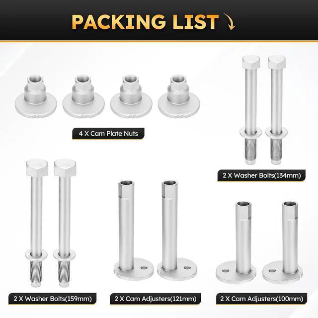 Alt view image 7 of 7 - Upgrade Alignment Camber Camber Adjust Bolt Kit 10.9 Grade for 2001-2007 Toyota Sequoia / 2000-2006 Toyota Tundra Replace# 4840934030 4840934020(Set of 4)